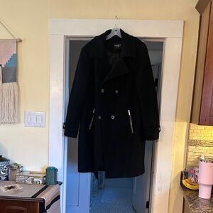 GUESS Women's Elegant Black Pea Coat